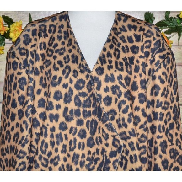 Crazy Train Women's 3XL Brown Leopard Print Open Front Lined Blazer Jacket - Picture 2 of 12